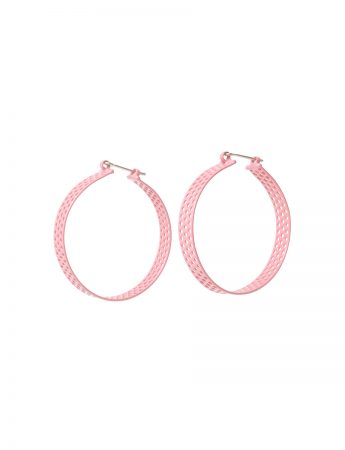 Perforated Round Hoop Earrings – Pink