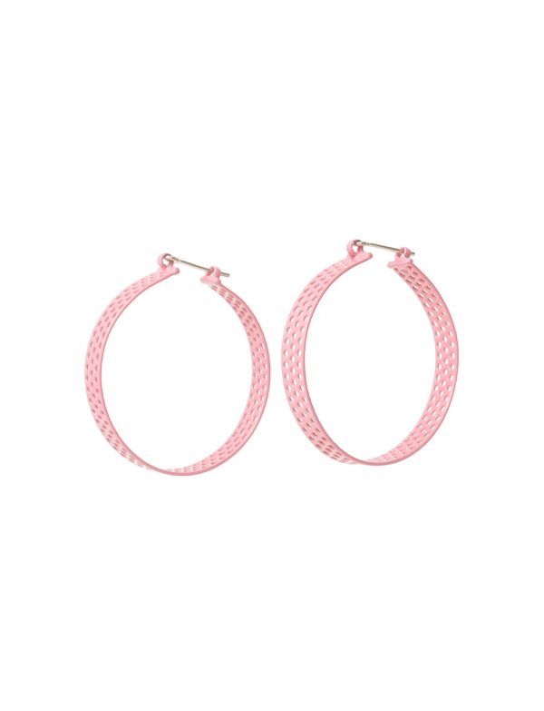 Perforated Round Hoop Earrings – Pink