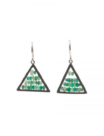 Reef Triangle Earrings – Garnets, Emeralds and Onyx