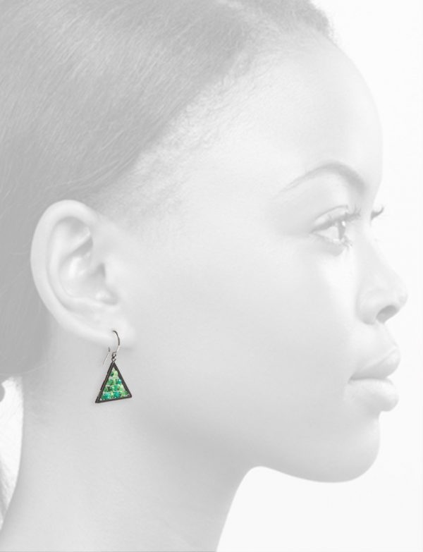 Reef Triangle Earrings – Garnets, Emeralds and Onyx