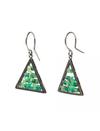 Reef Triangle Earrings – Garnets, Emeralds and Onyx