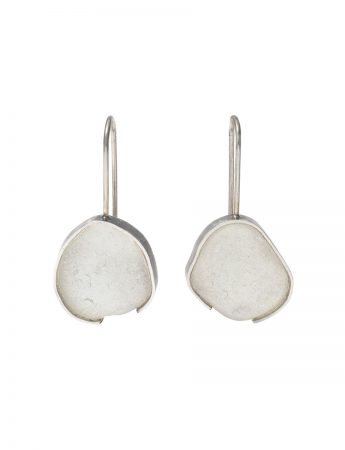 Sea Foam Beach Glass Hook Earrings – Silver