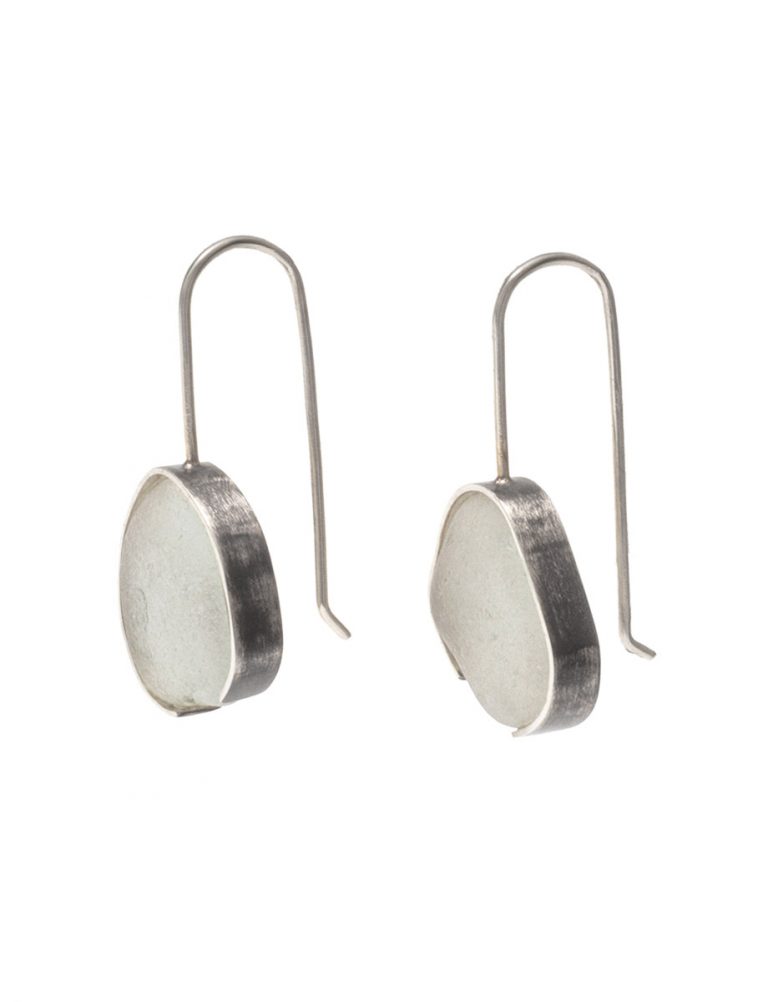 Sea Foam Beach Glass Hook Earrings – Silver