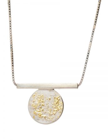 Short Galaxy Circle & Line Necklace – Silver & Gold