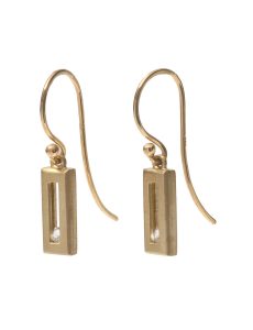 Sliding Rock Swing Earrings - Gold with Sapphires - Luke Rose - Side