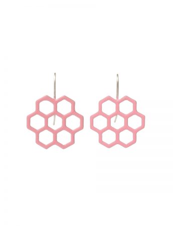 Small Hexagon Honeycomb Earrings – Pink