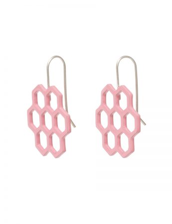 Small Hexagon Honeycomb Earrings – Pink