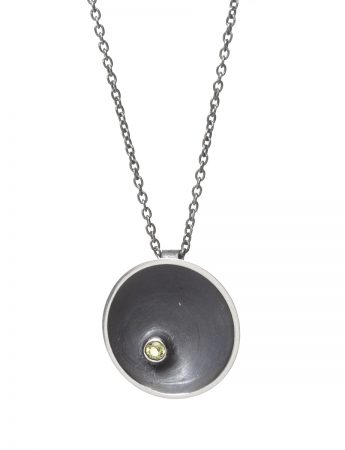 Small Sea Dish Pendant Necklace – Silver & Moldavite