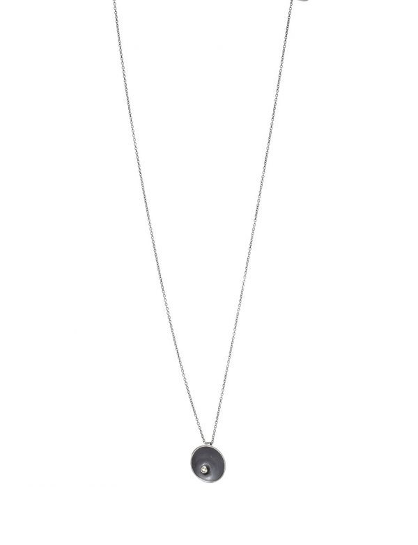 Small Sea Dish Pendant Necklace – Silver & Moldavite