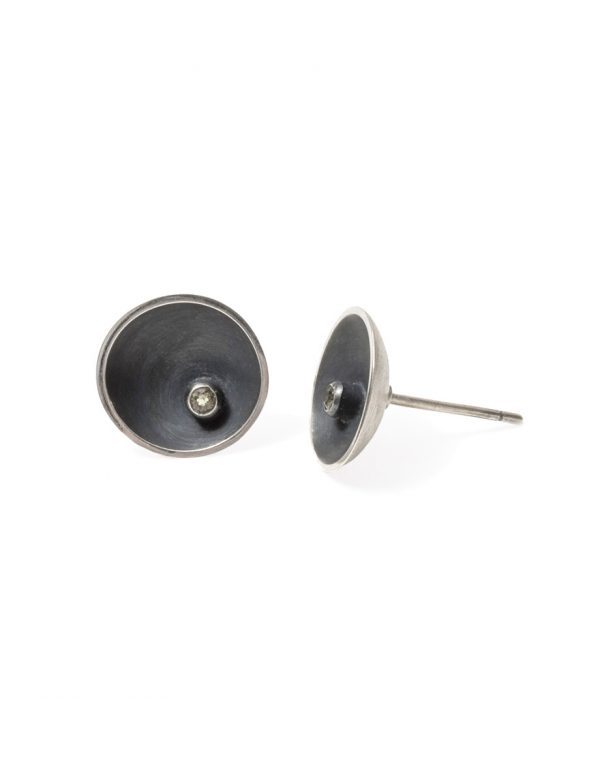 Small Black Sea Dish Stud Earrings – Moldavite