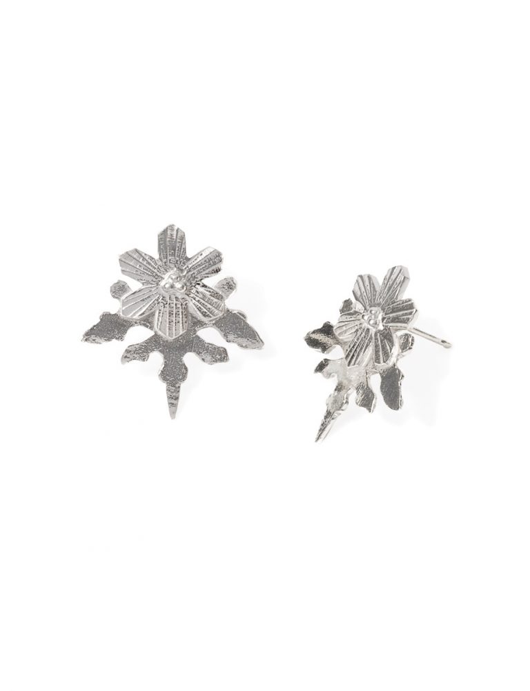 Snowflake Stud Earrings – Silver