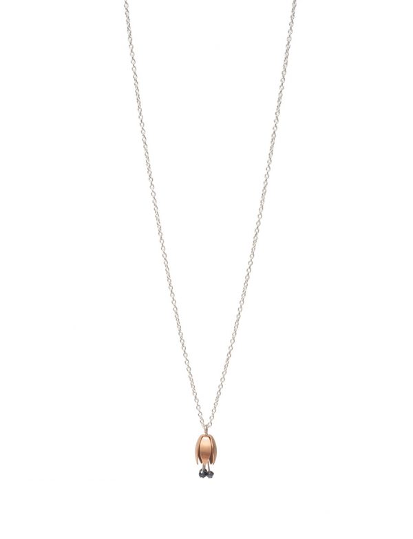 Tiny Floweret Hybrid Pendant Necklace – Rose Gold & Hematite