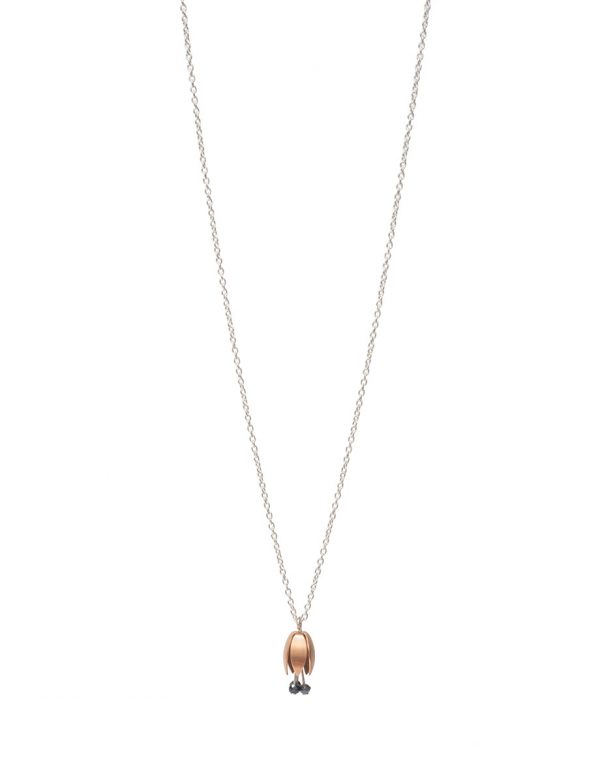 Tiny Floweret Hybrid Pendant Necklace – Rose Gold & Hematite