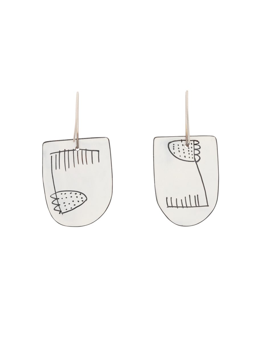 Apron Still Life Reversible Earrings – Orange, Red & White