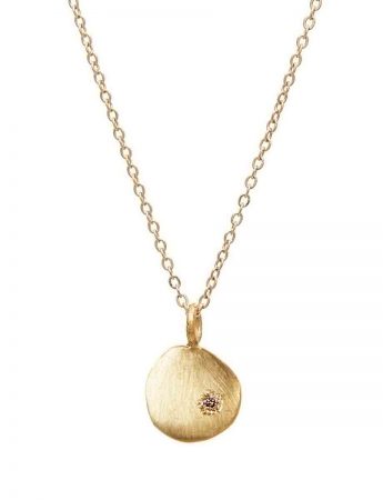 Yellow Gold Neru Mini Disc Charm Necklace – Diamond