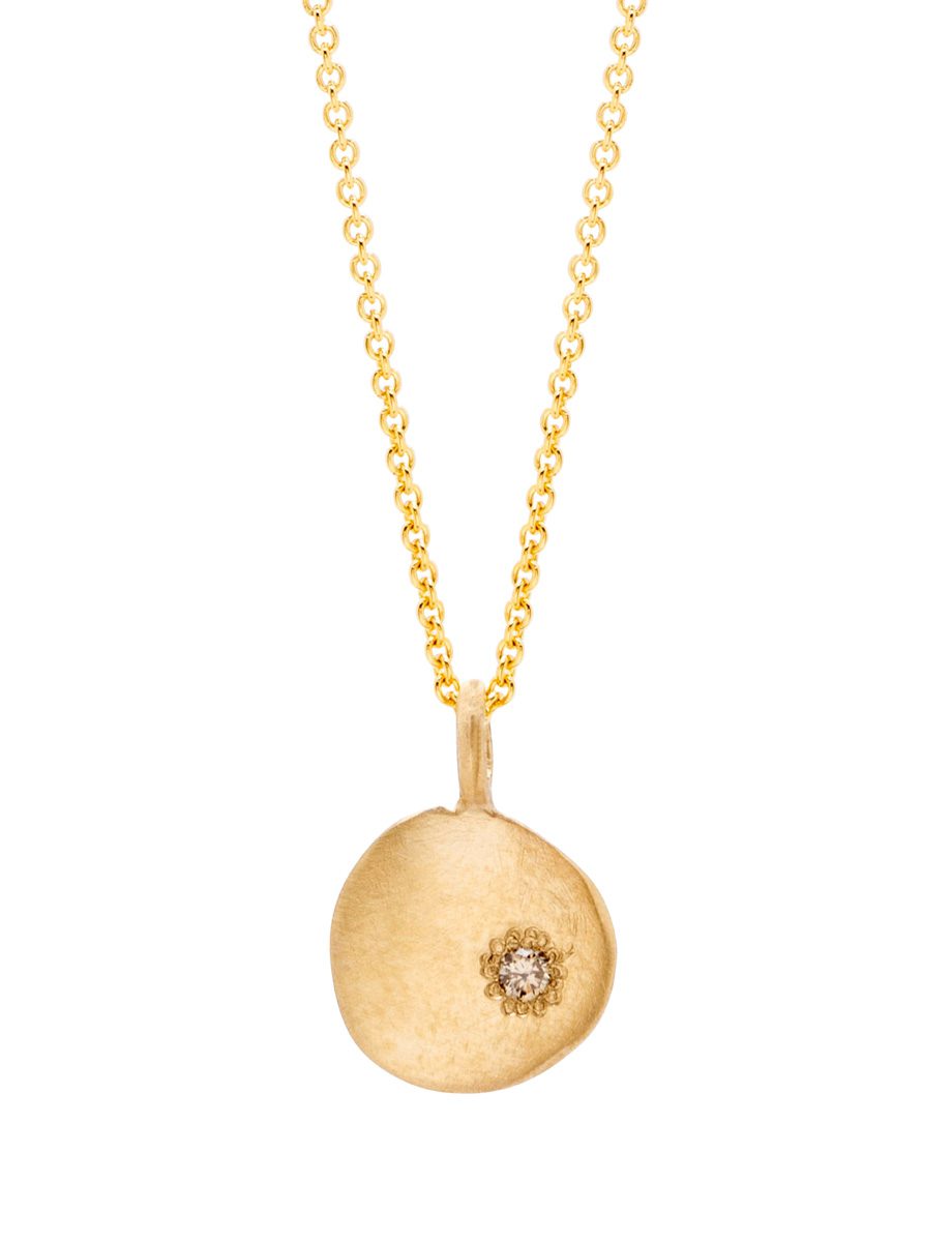 Neru Mini Disc Charm Necklace – Yellow Gold & Diamond