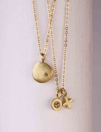 Yellow Gold Neru Mini Disc Charm Necklace – Diamond