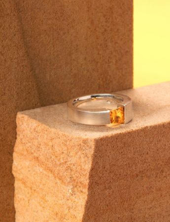 Tension Set Ring – Orange Sapphire