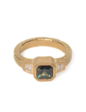 Minimal Deco Ring – Sapphire & Diamond