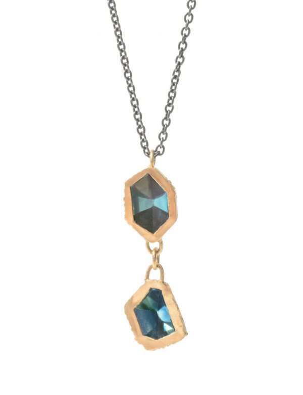Textura Free-form Duo Bezel Pendant Necklace – Sapphire