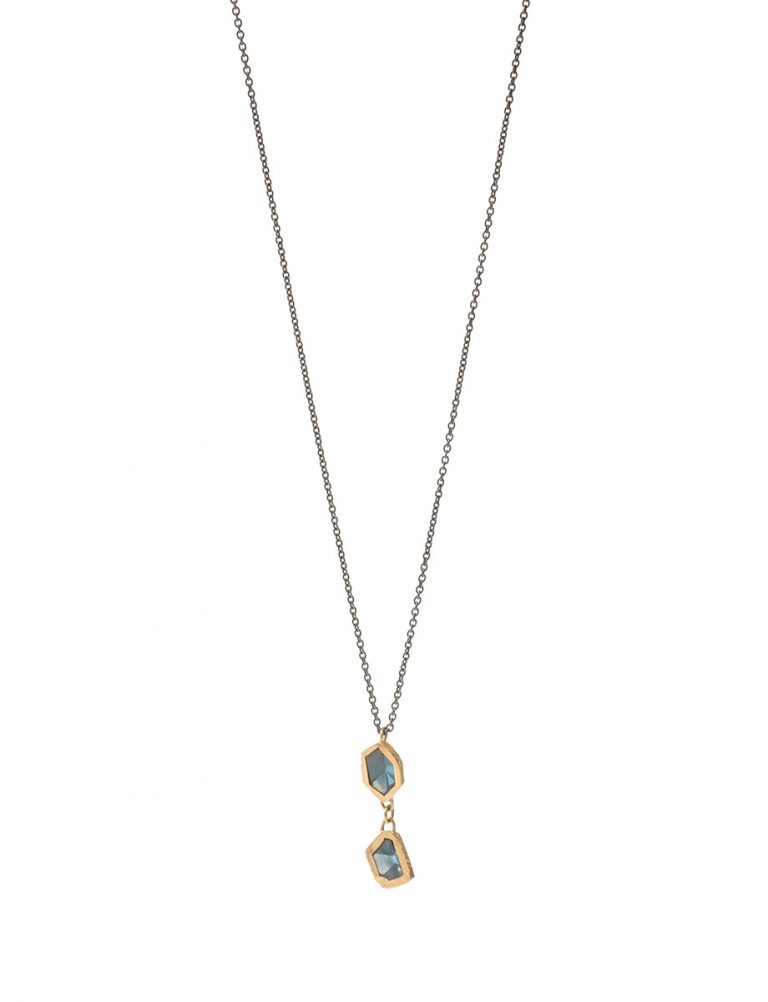 Textura Free-form Duo Bezel Pendant Necklace – Sapphire