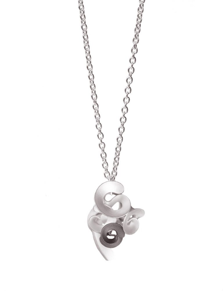 Cloud and Wind Pendant Necklace – Silver & Black