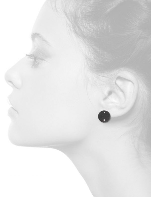 Diamond Disc Stud Earrings – Black