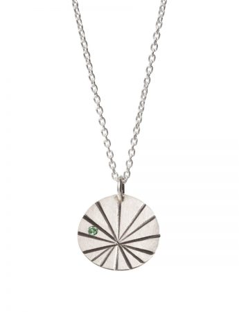 Silver Fan Shell Pendant Necklace – Green Tourmaline