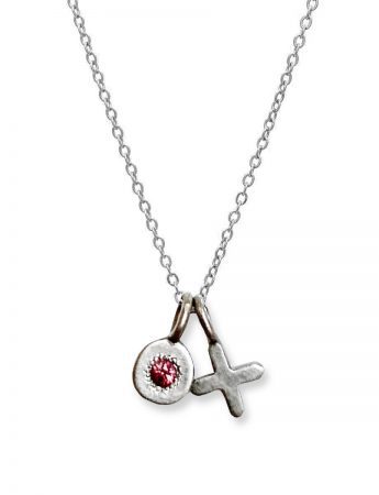 XO Love Charm Necklace – White Gold & Pink Sapphire