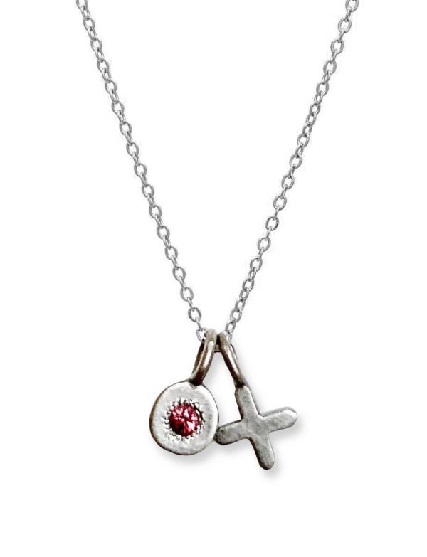 XO Love Charm Necklace – White Gold & Pink Sapphire