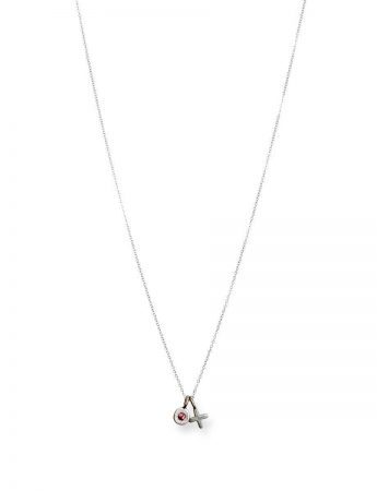 XO Love Charm Necklace – White Gold & Pink Sapphire