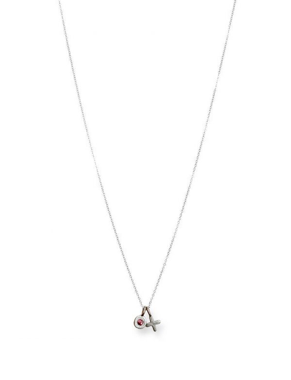 XO Love Charm Necklace – White Gold & Pink Sapphire