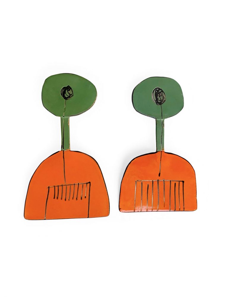 Cutlery Earrings – Green & Orange