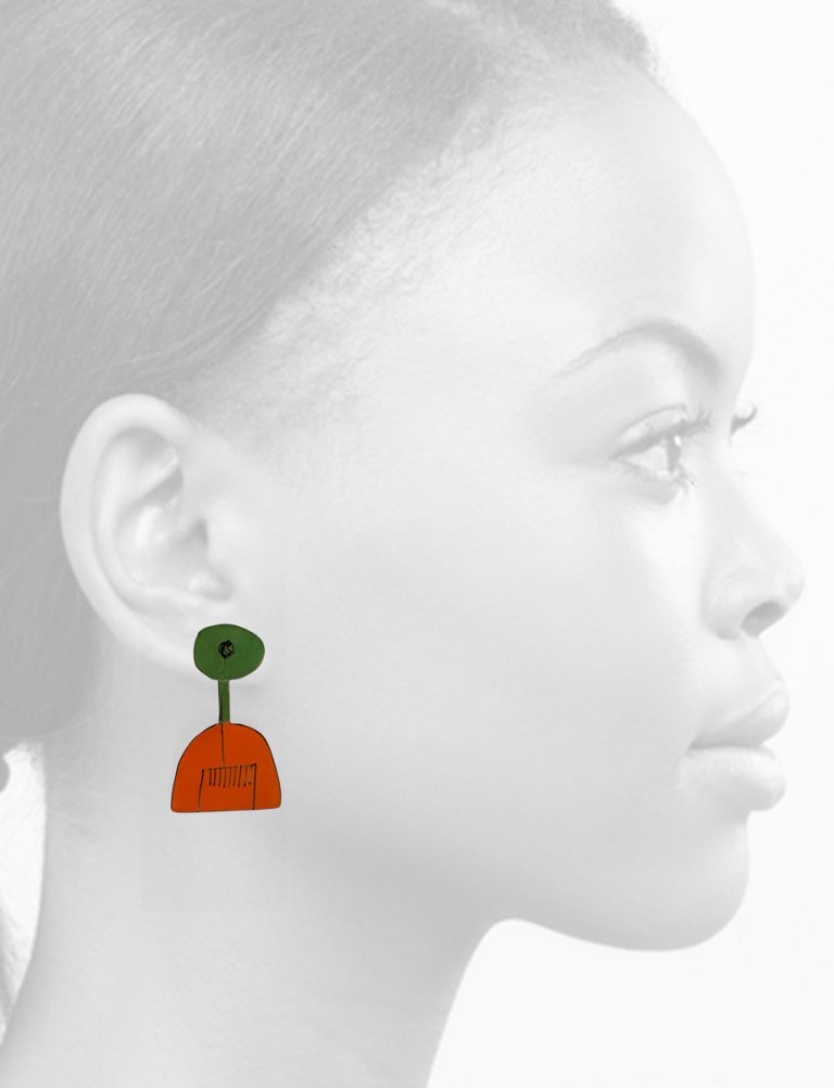 Cutlery Earrings – Green & Orange
