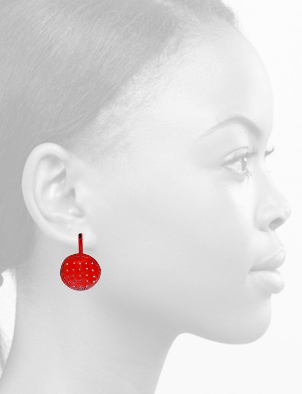 Red Sieve Stud Earrings