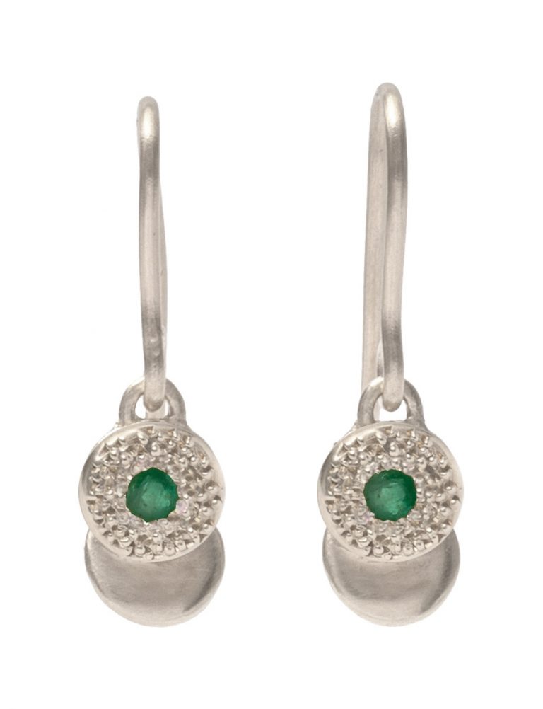 Beloved Assemblage Silver Hook Earrings – Emerald