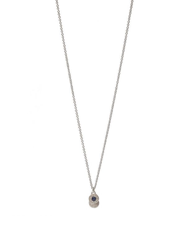 Beloved Assemblage Two Disc Silver Pendant Necklace – Blue Sapphire