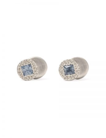 Beloved Assemblage Silver Two Stack Stud Earrings – Blue Sapphire