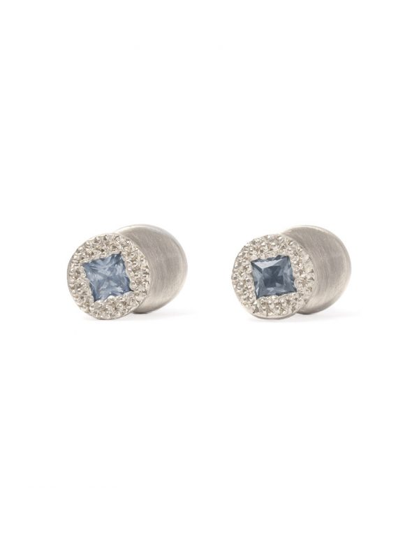 Beloved Assemblage Silver Two Stack Stud Earrings – Blue Sapphire