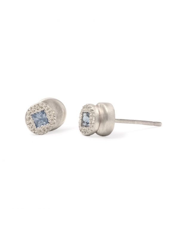 Beloved Assemblage Silver Two Stack Stud Earrings – Blue Sapphire