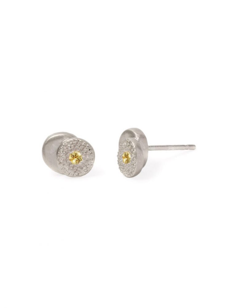 Beloved Assemblage Silver Two Stack Stud Earrings – Yellow Sapphire