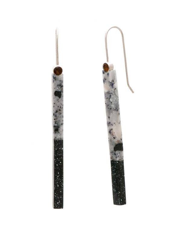 Long Asymmetric Bronze Tourmaline Drop Earrings
