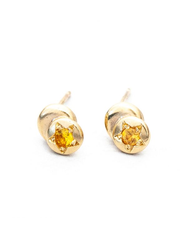 Beloved Assemblage Two Stack Stud Earrings – Gold & Yellow Sapphires