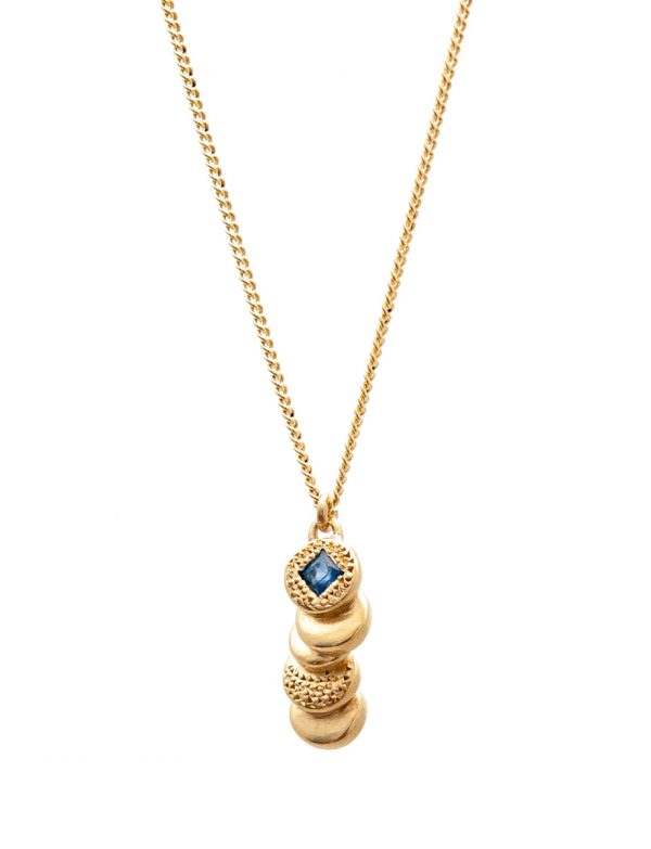 Beloved Assemblage Stacked Discs Pendant Necklace – Gold & Blue Sapphire