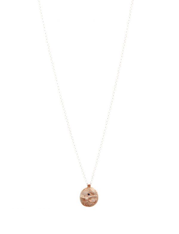 Cherry Blossom Charm Pendant Necklace – Rose Gold And Iolite