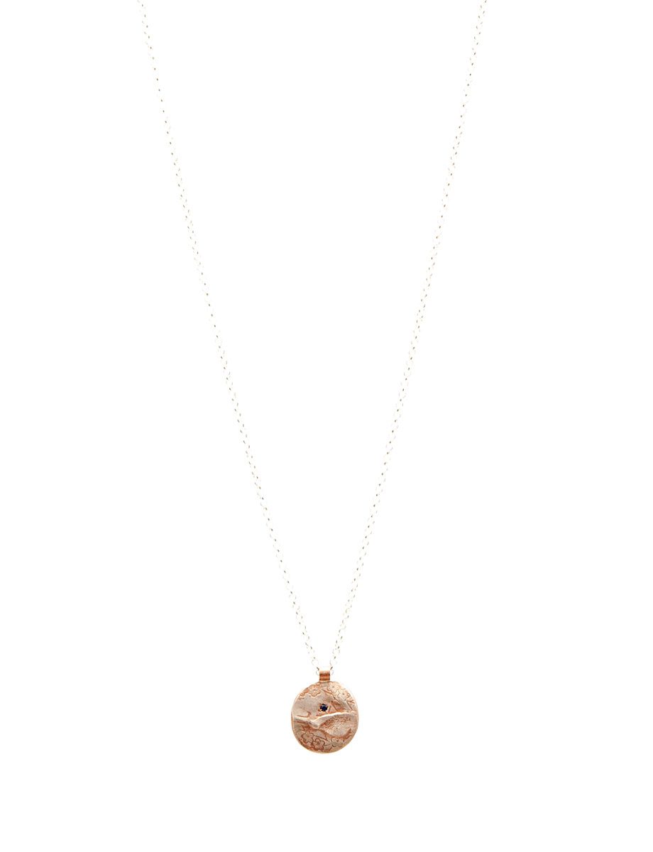 Cherry Blossom Charm Pendant Necklace Rose Gold And Iolite e.g.etal