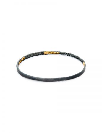 Hidden Triangle Textured Bangle – Black & Gold