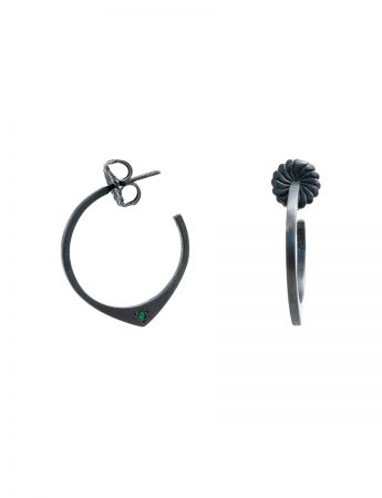 Black Knife Edge Hoop Stud Earrings – Emerald