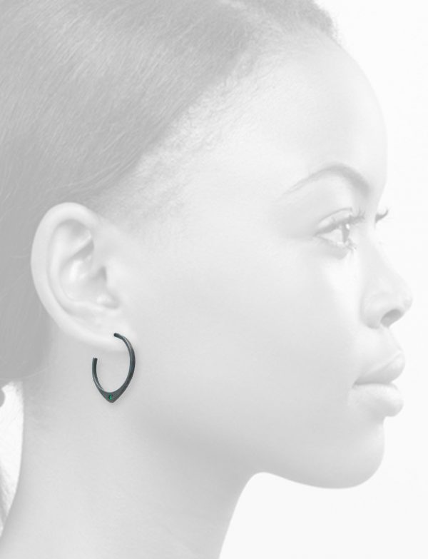 Black Knife Edge Hoop Stud Earrings Emerald e.g.etal Melbourne