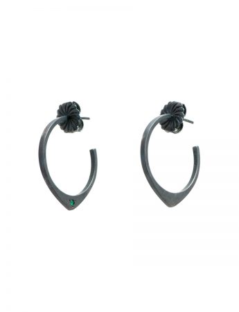 Black Knife Edge Hoop Stud Earrings – Emerald